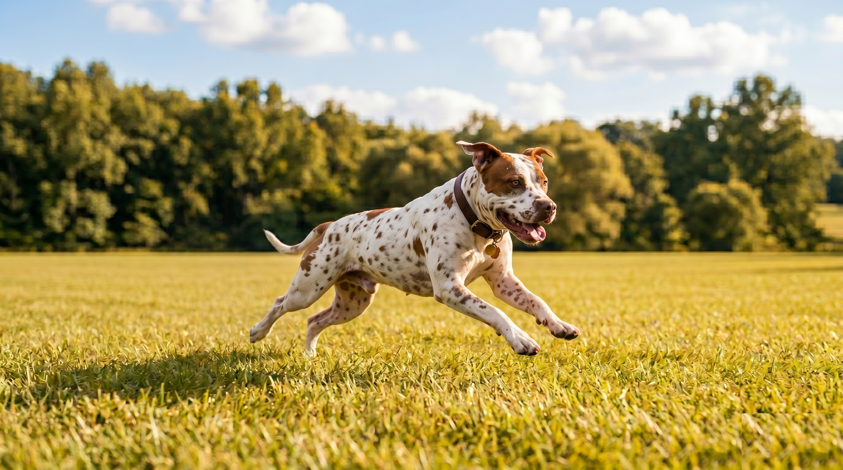 American Pit Bull Terrier in an active outdoor setting