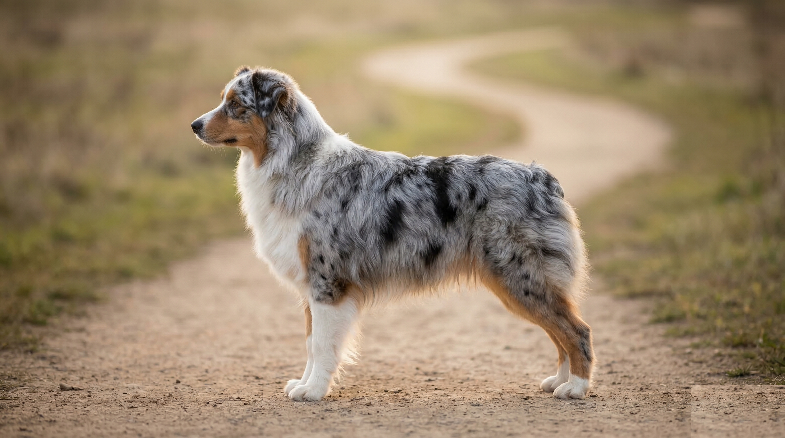 Australian Shepherd standing in profile