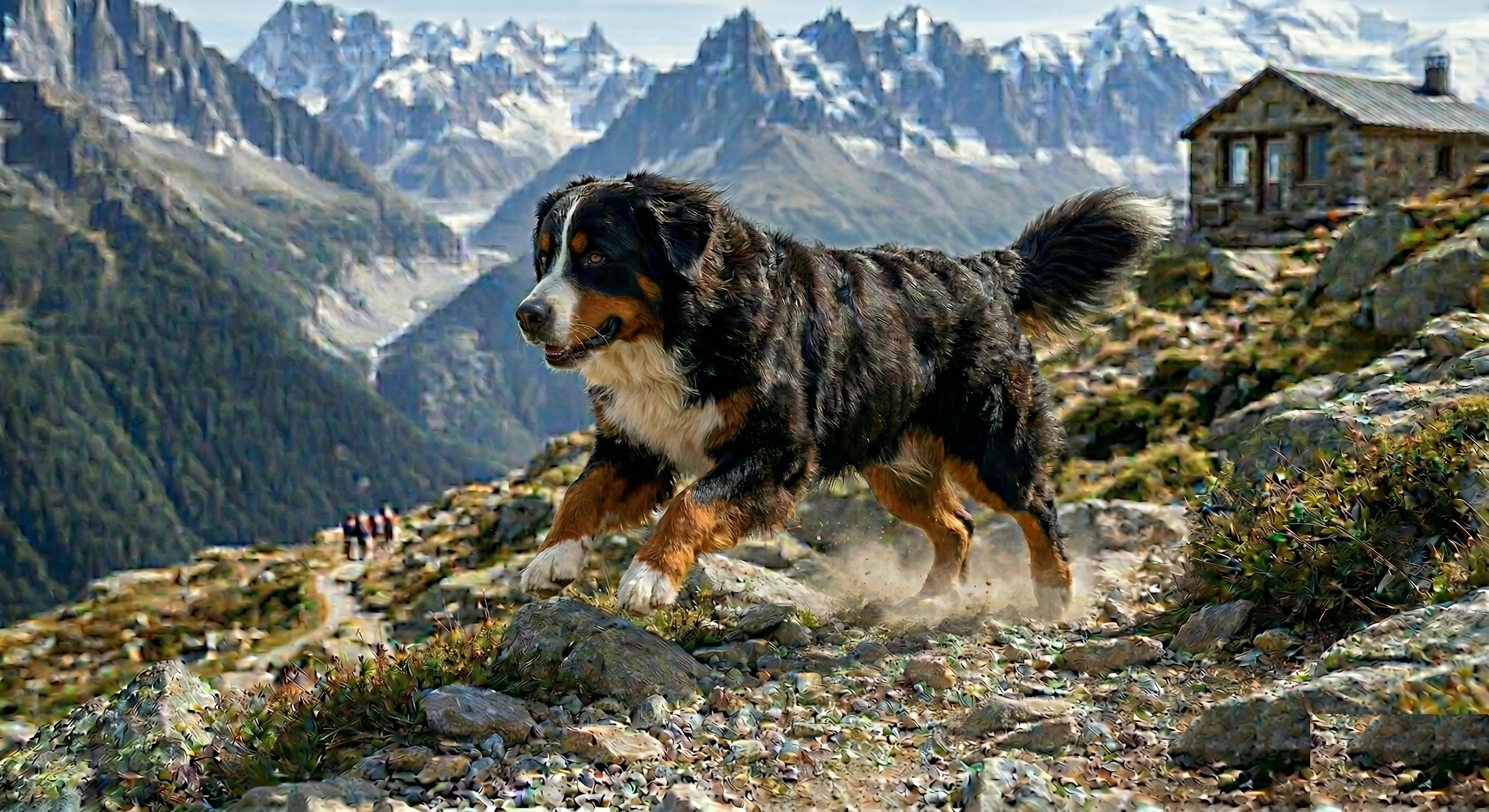 Bernese Mountain Dog portrait outdoors