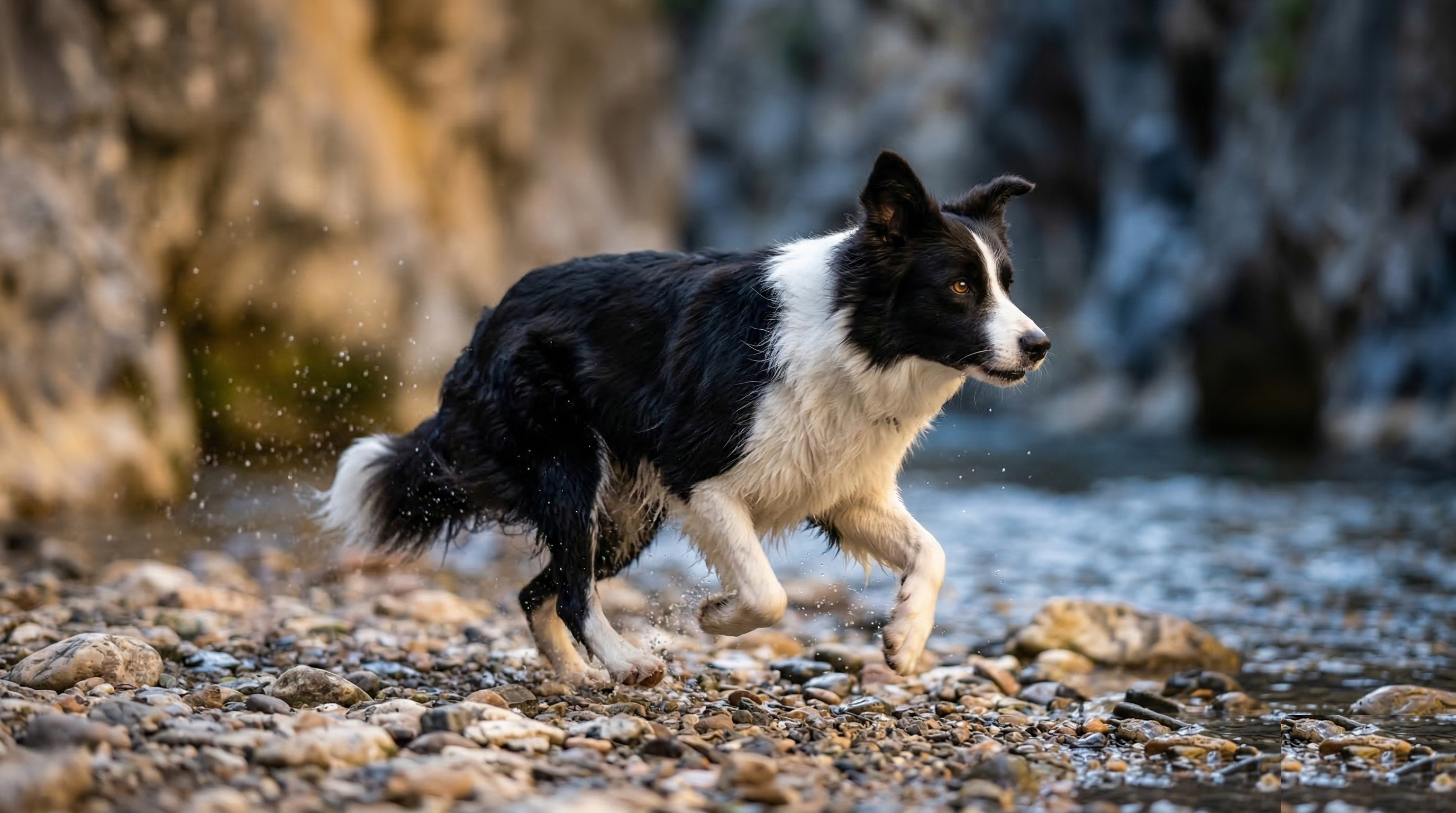 Border Collie in alert outdoor working posture