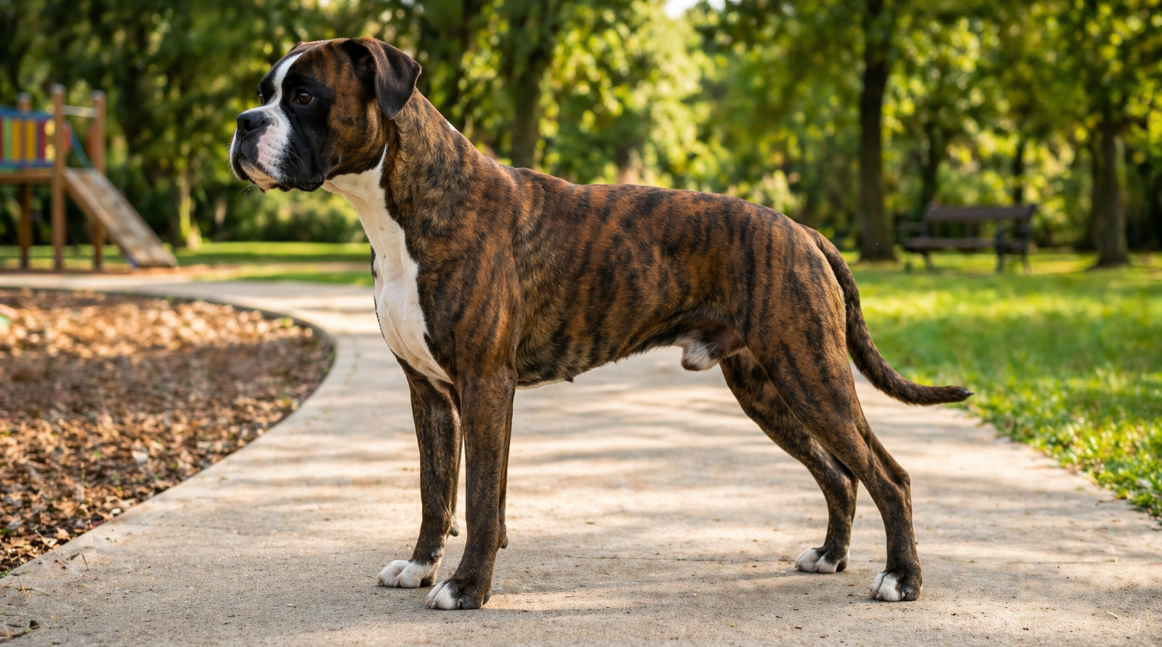 Boxer standing in profile