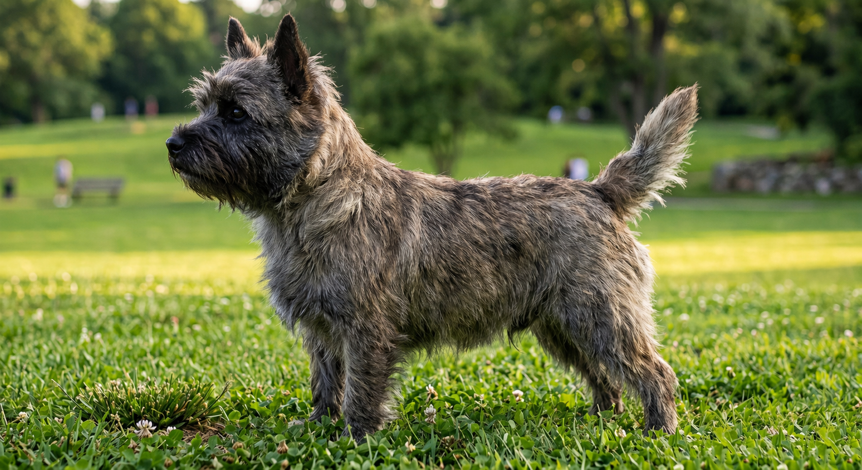 Cairn Terrier standing in profile