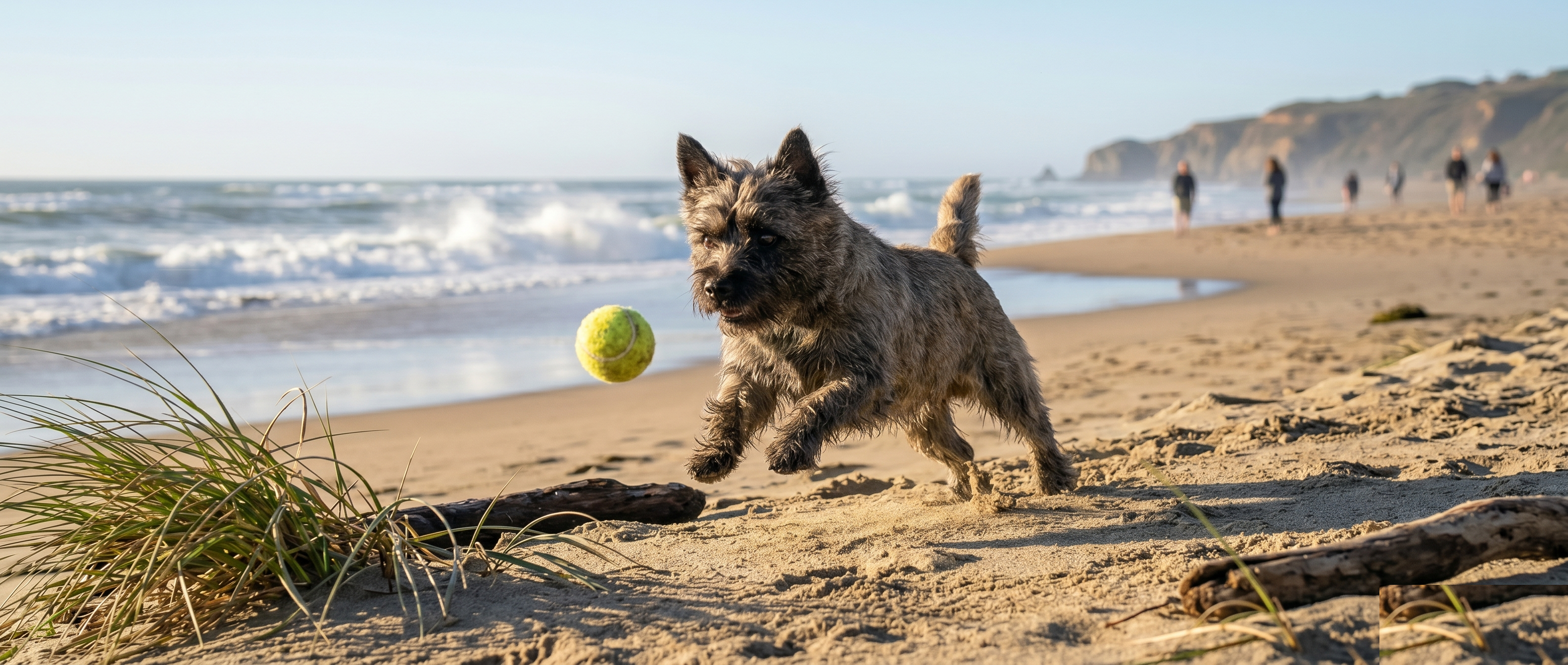 Cairn Terrier in an active outdoor posture