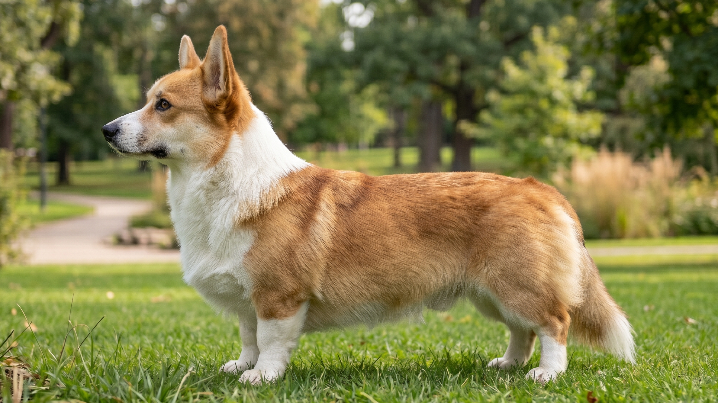 Cardigan Welsh Corgi standing outdoors
