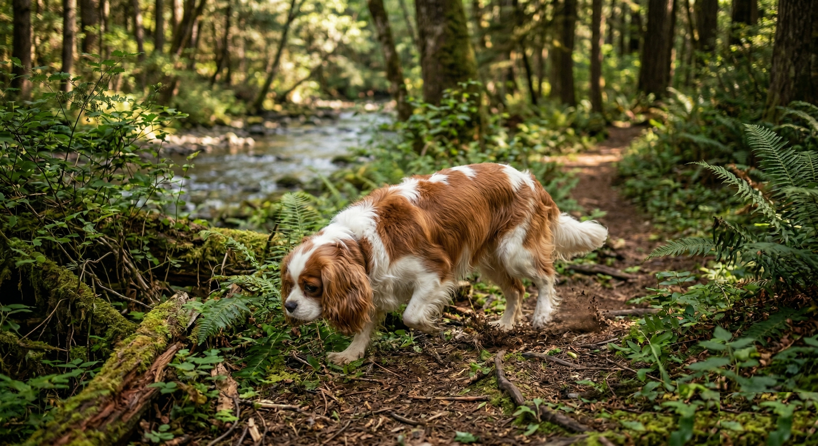 Black-and-tan or tricolour Cavalier King Charles Spaniel portrait