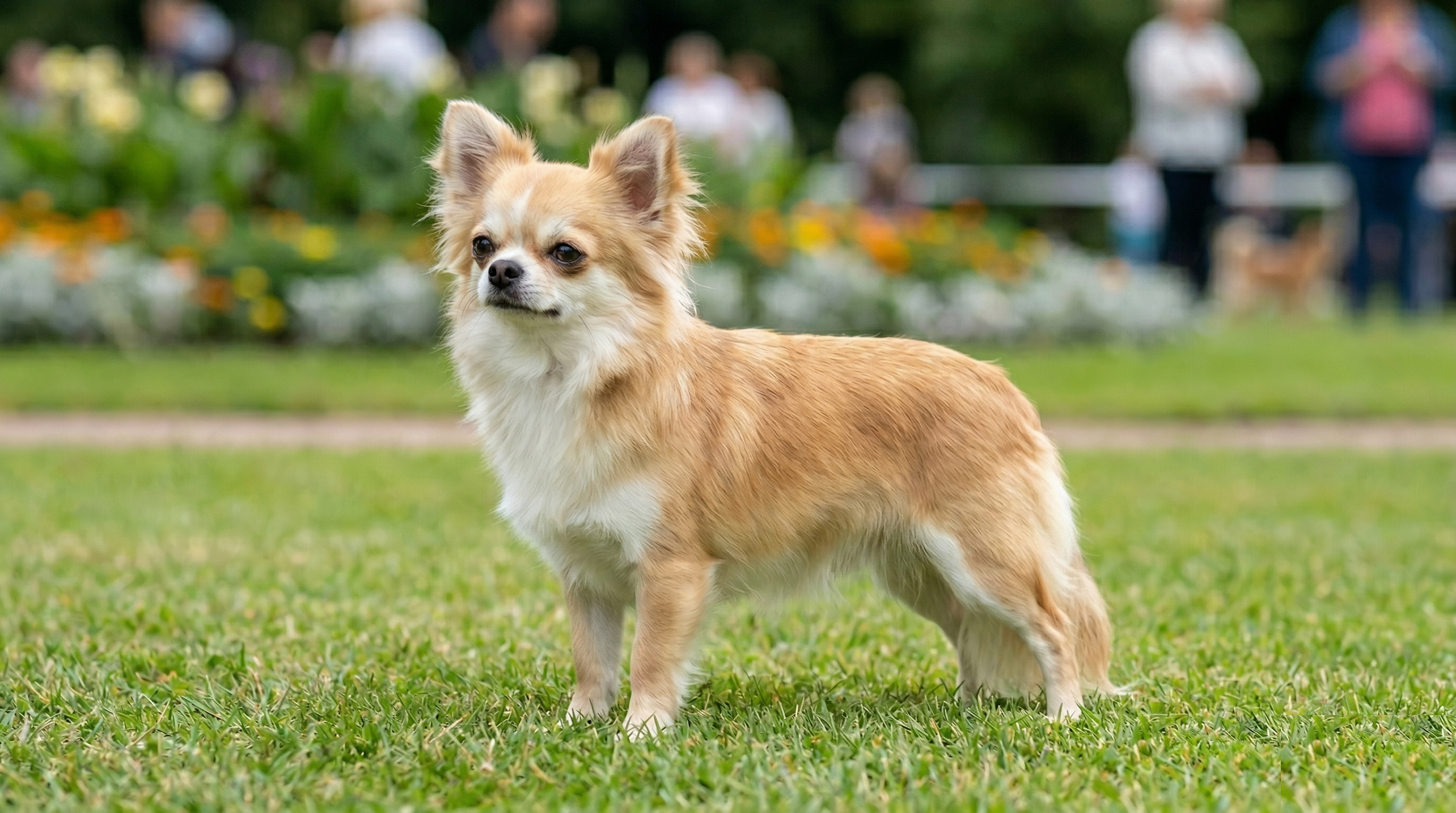 Chihuahua standing alert in profile