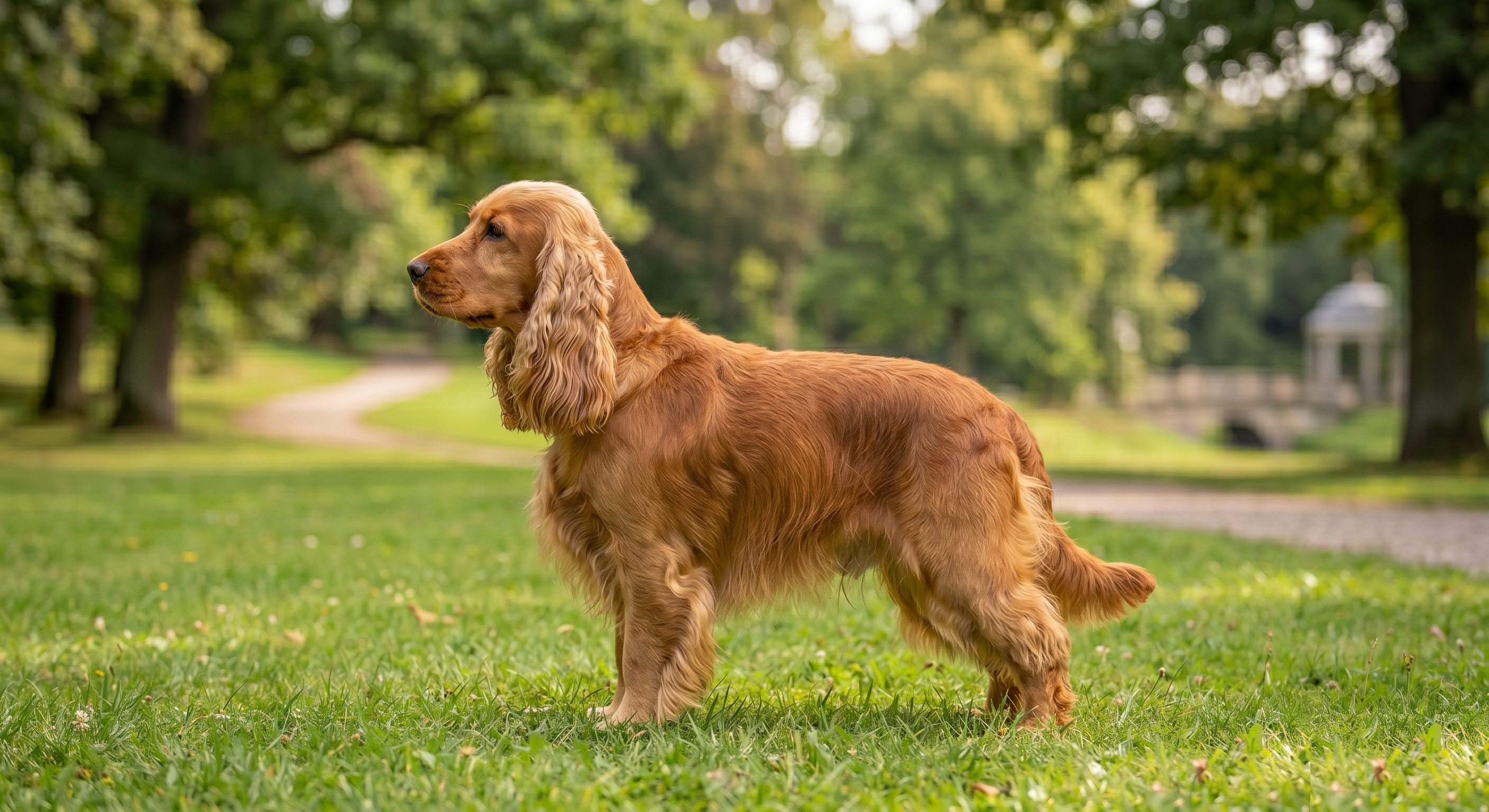 Cocker Spaniel standing in profile
