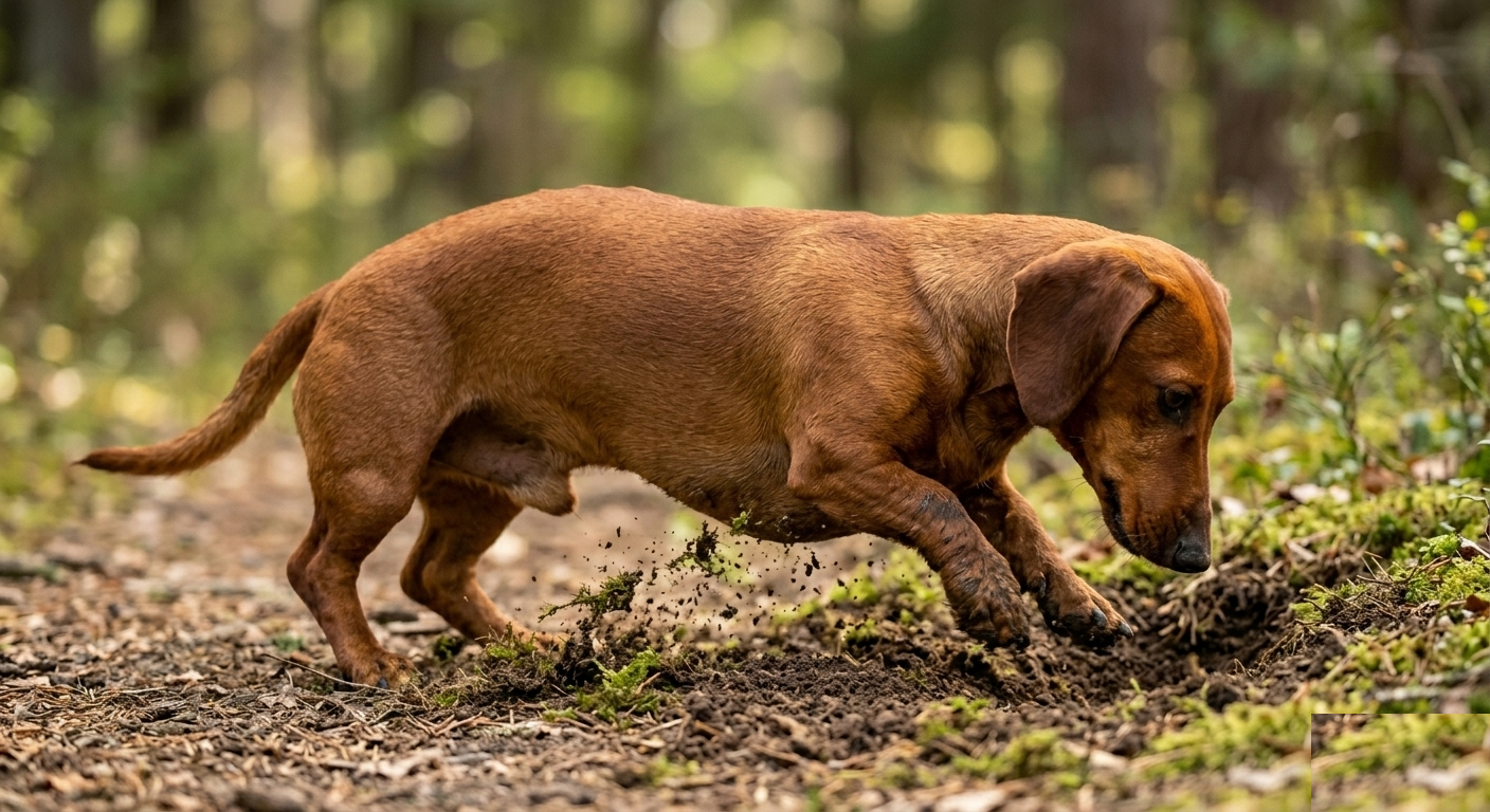 Dachshund in active outdoor posture