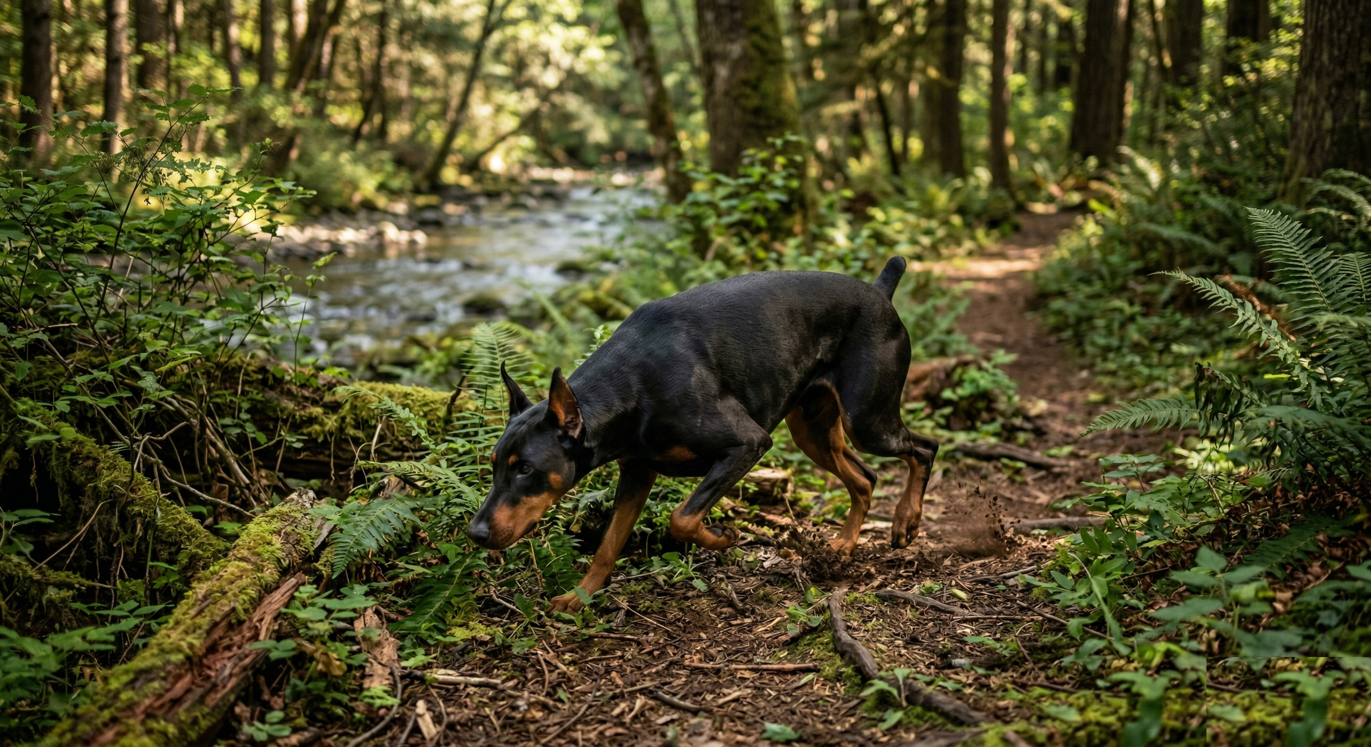 Doberman portrait showing alert expression and focused posture