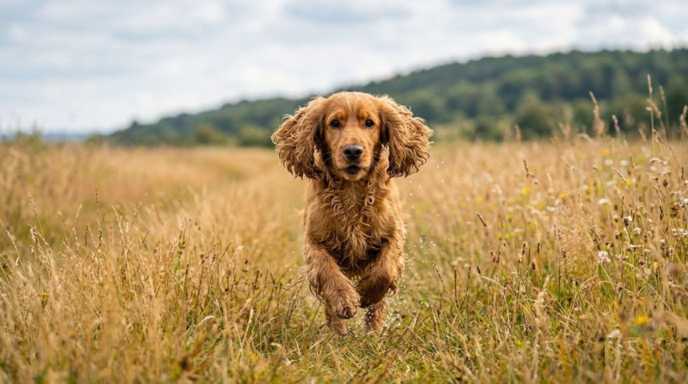 English Cocker Spaniel in alert sporting posture