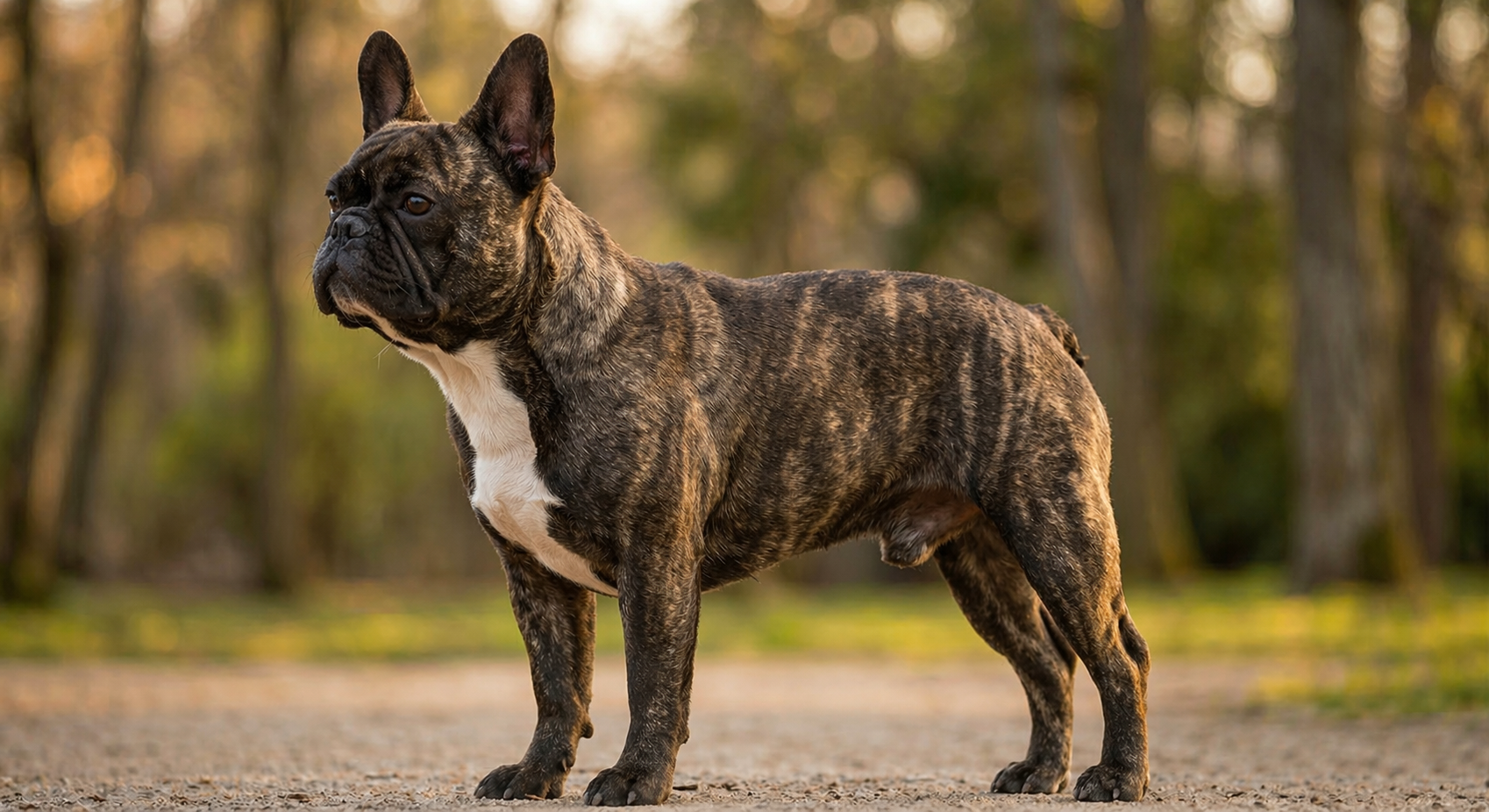 French Bulldog standing in profile