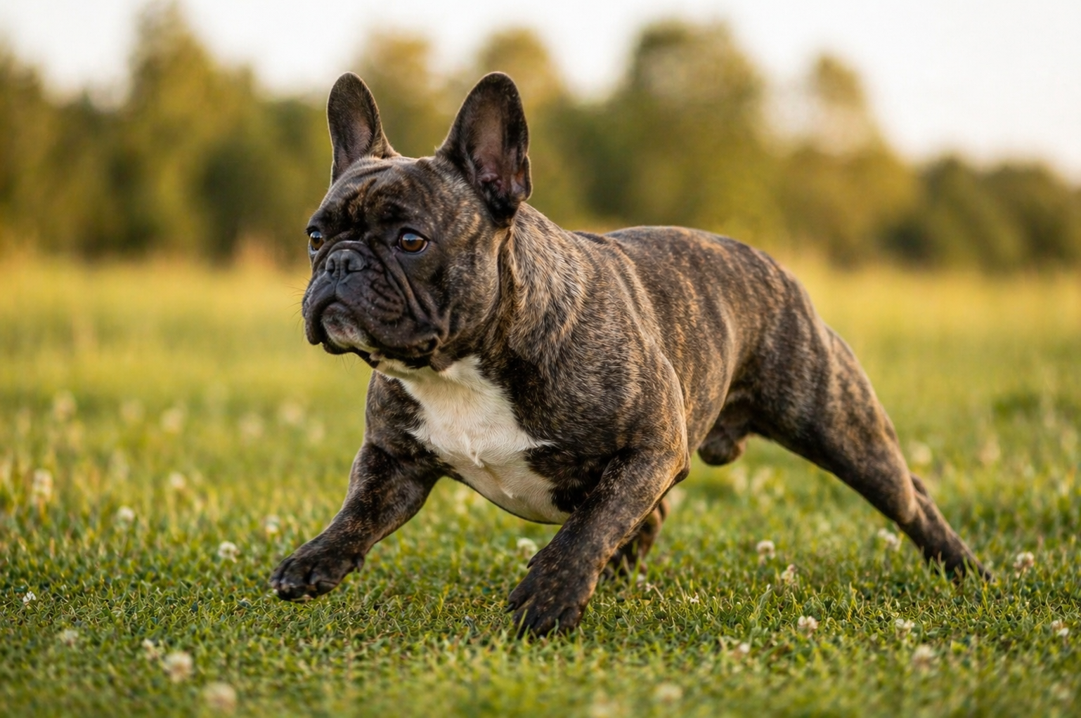 French Bulldog in alert outdoor posture