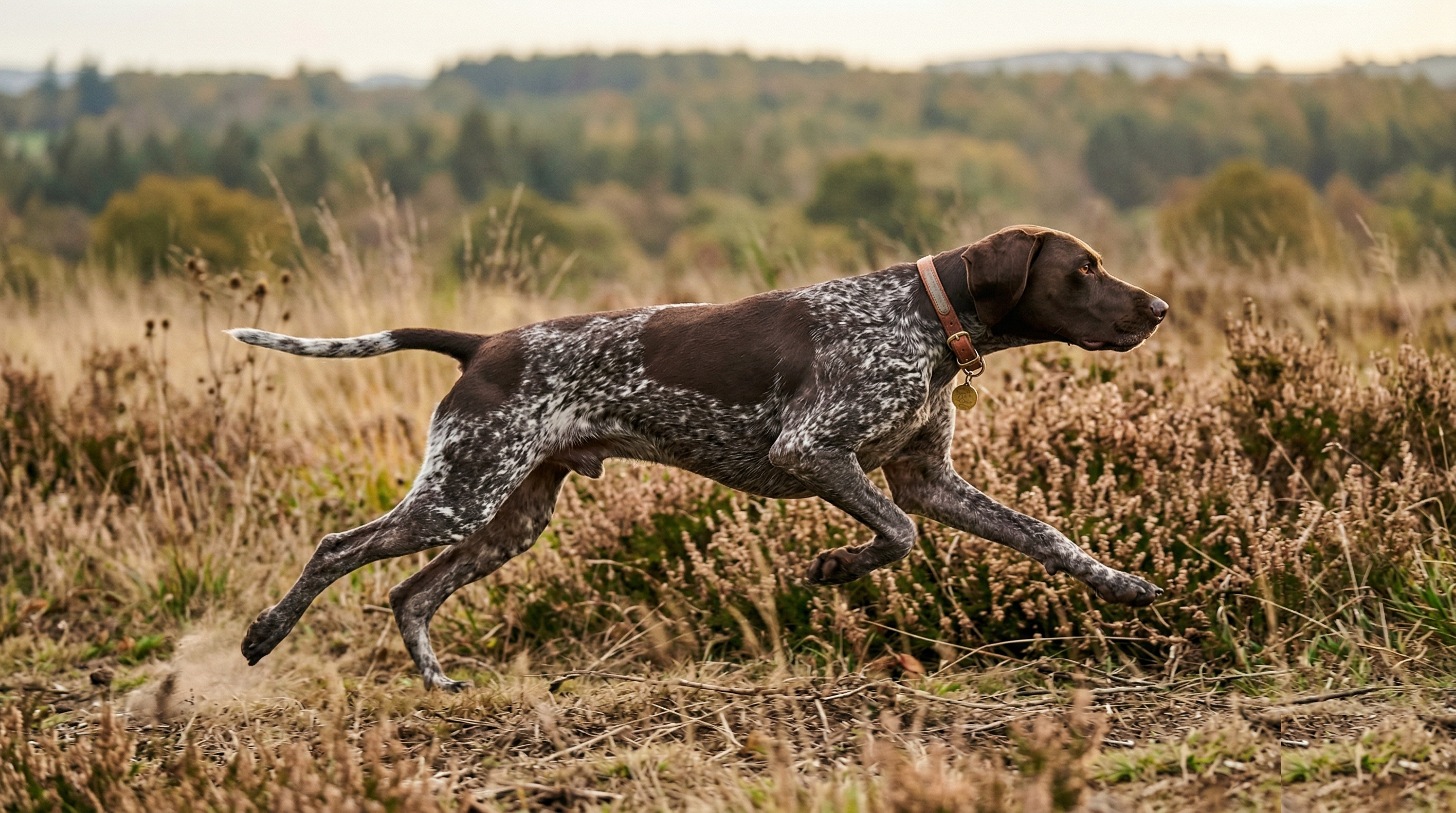 German Shorthaired Pointer in an alert outdoor working posture