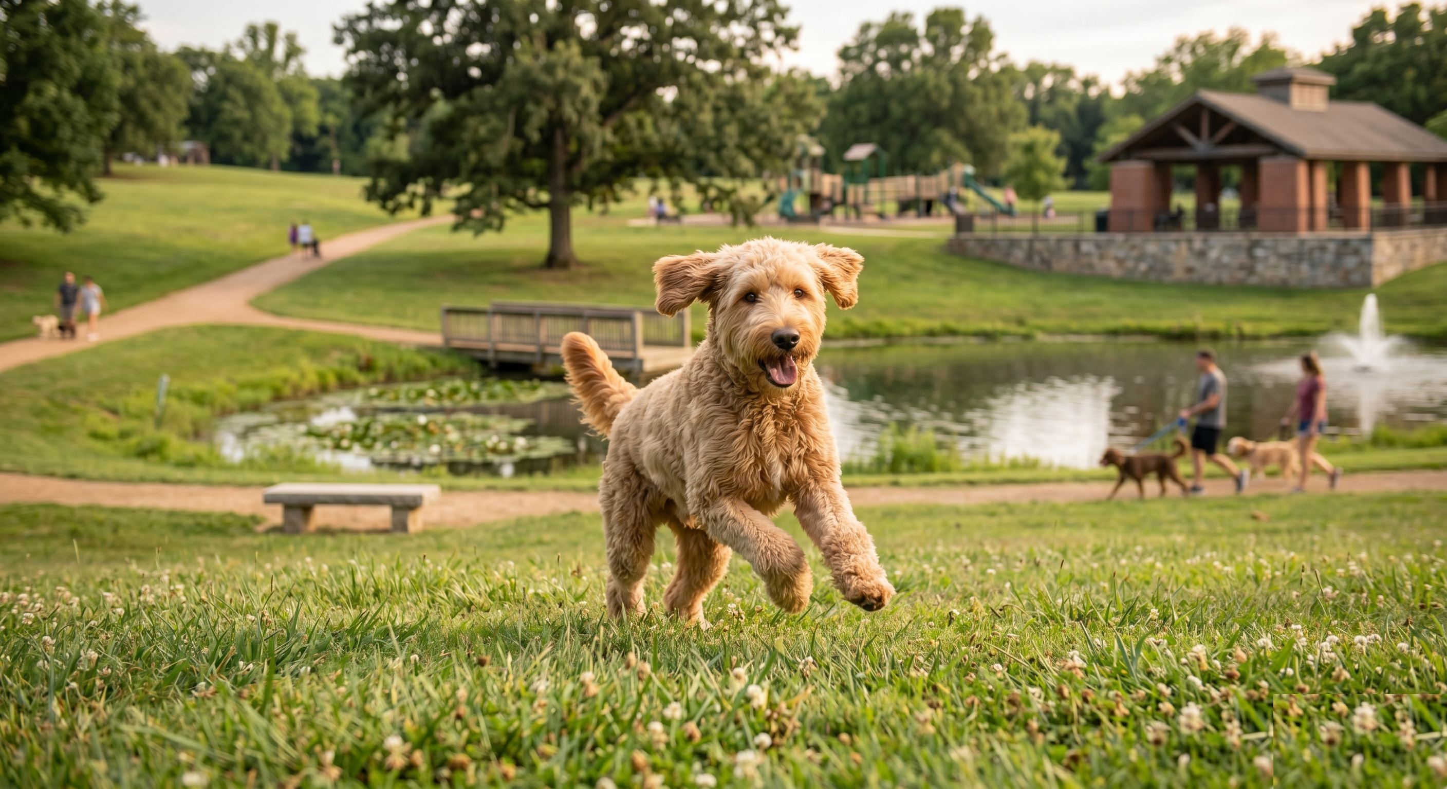 Goldendoodle showing the soft, shaggy companion look often associated with the breed