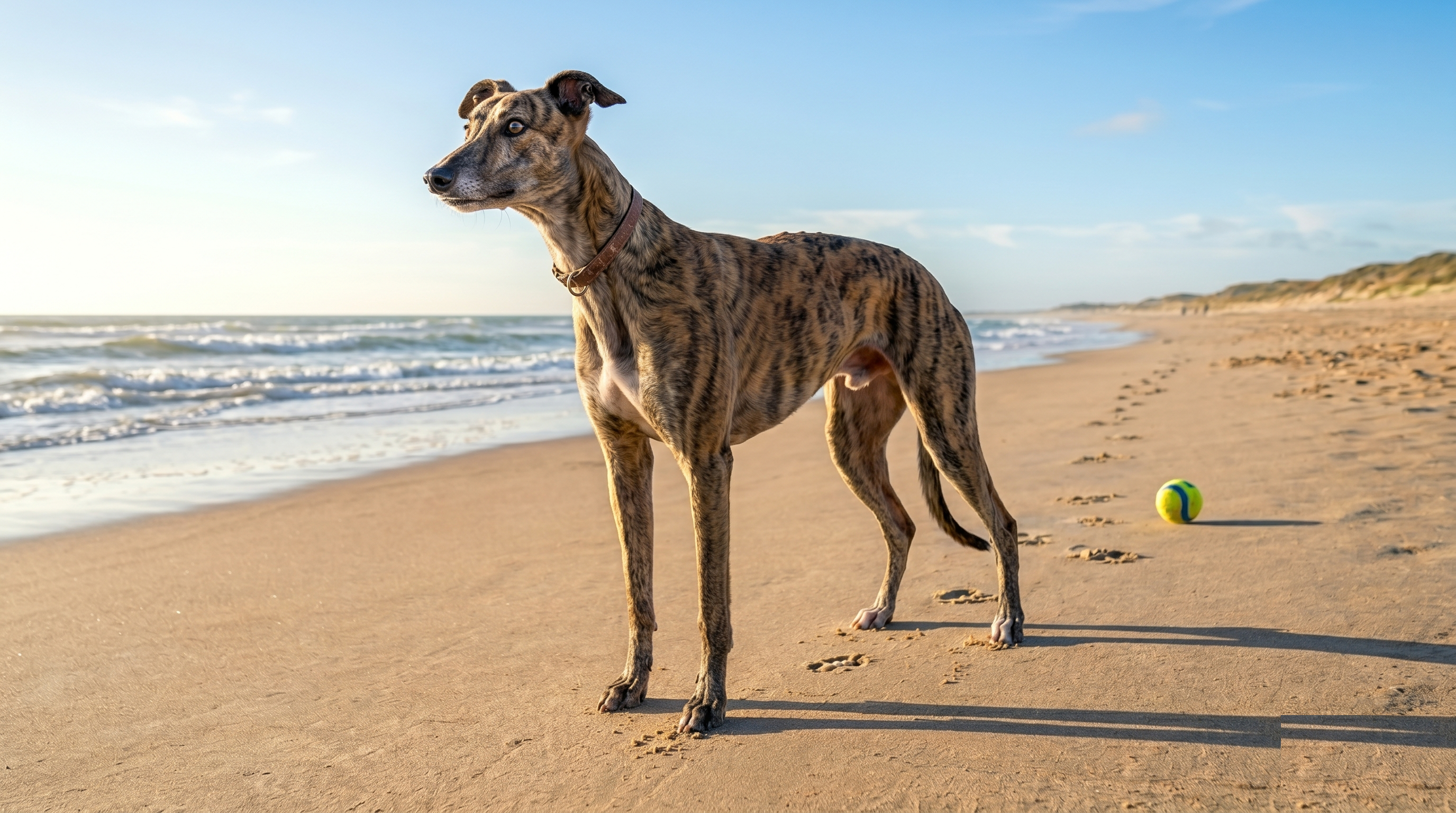 Greyhound at full sprint showing the double suspension gallop