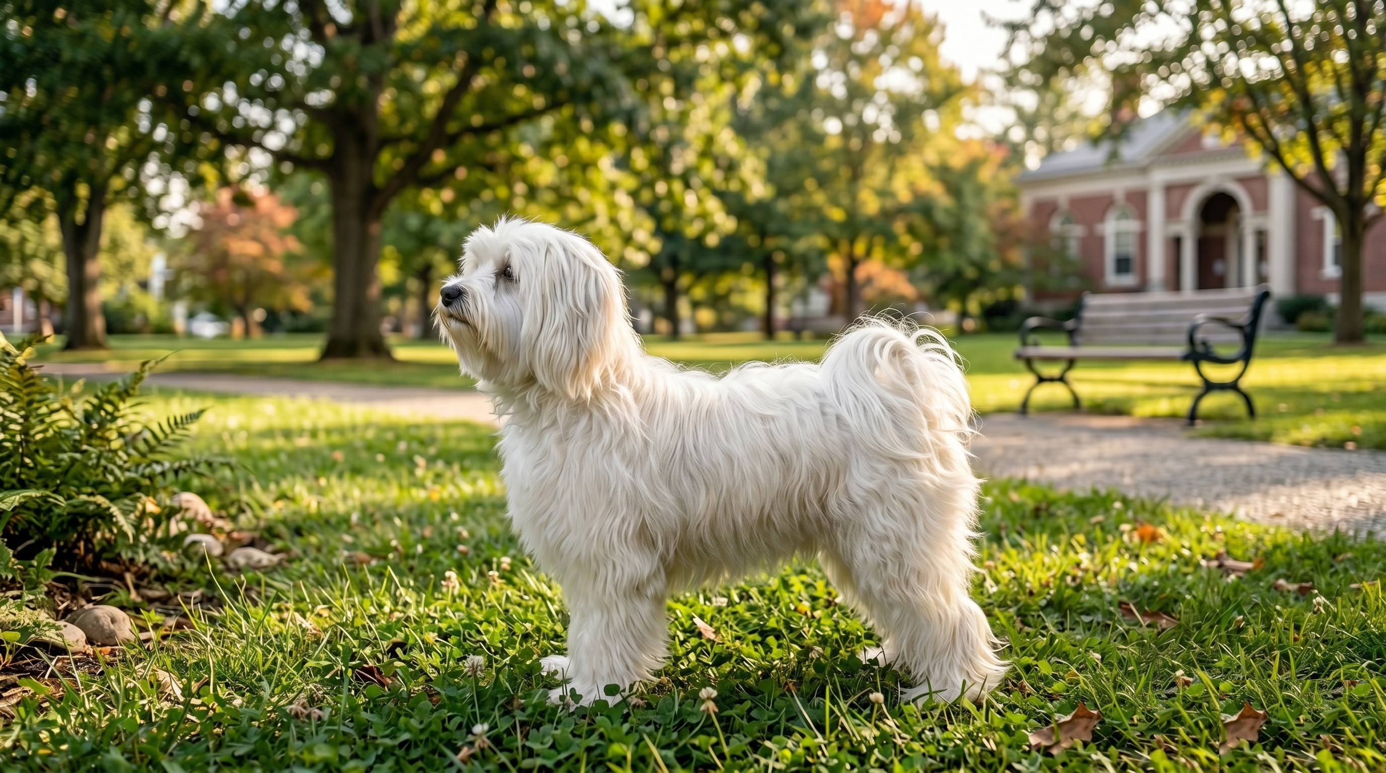 Havanese standing in profile