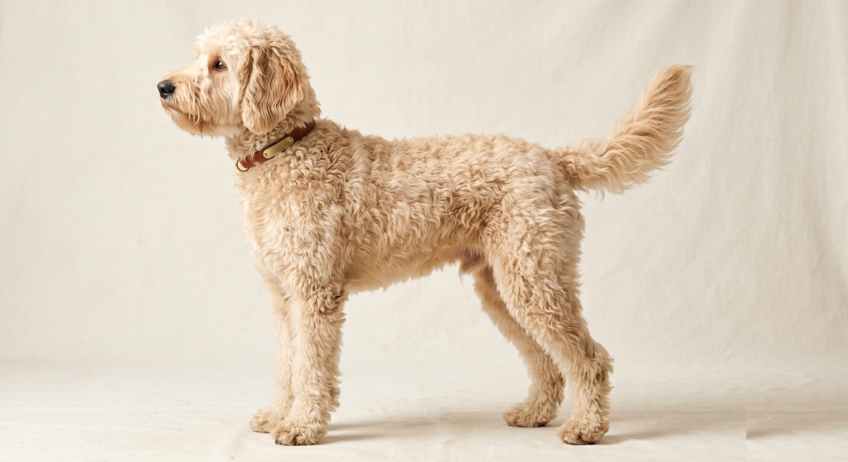 Labradoodle with a soft wavy coat outdoors