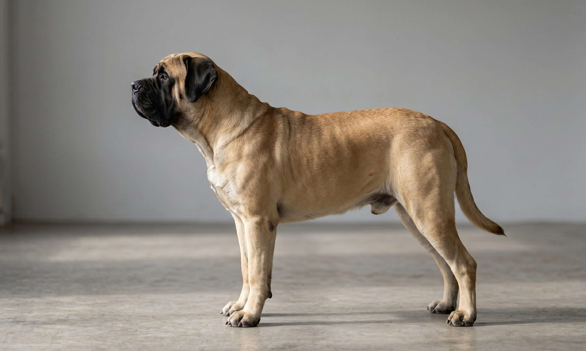 Mastiff standing in profile