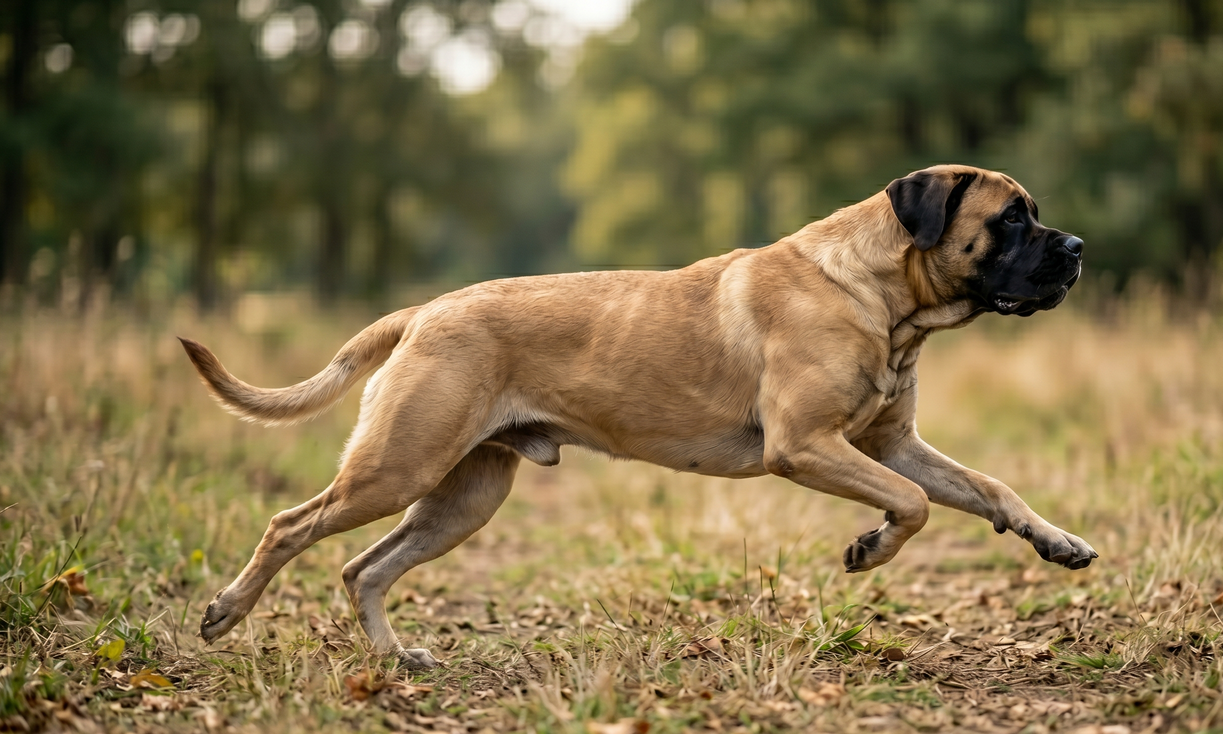 Mastiff running outdoors
