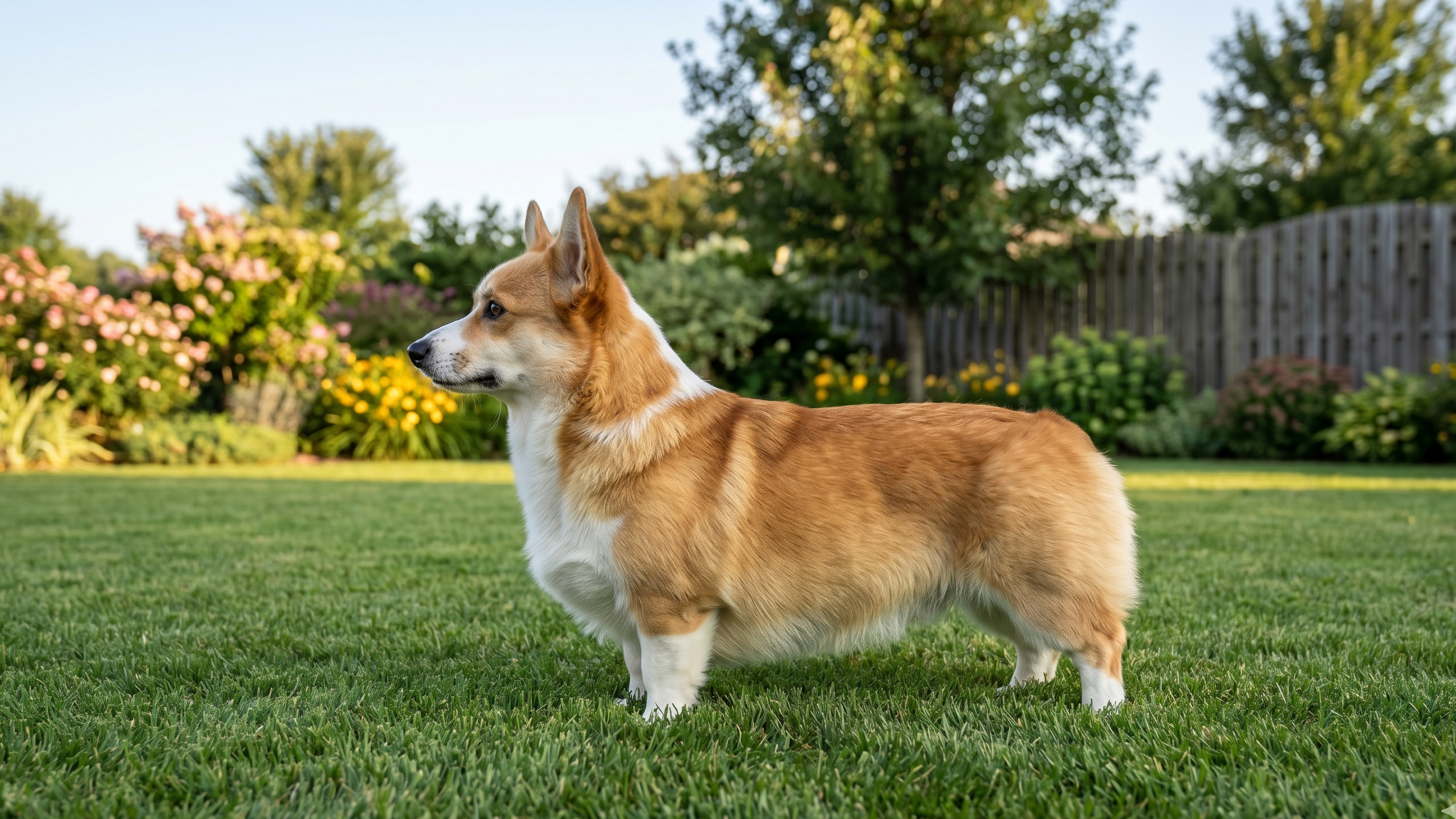 Pembroke Welsh Corgi standing outdoors