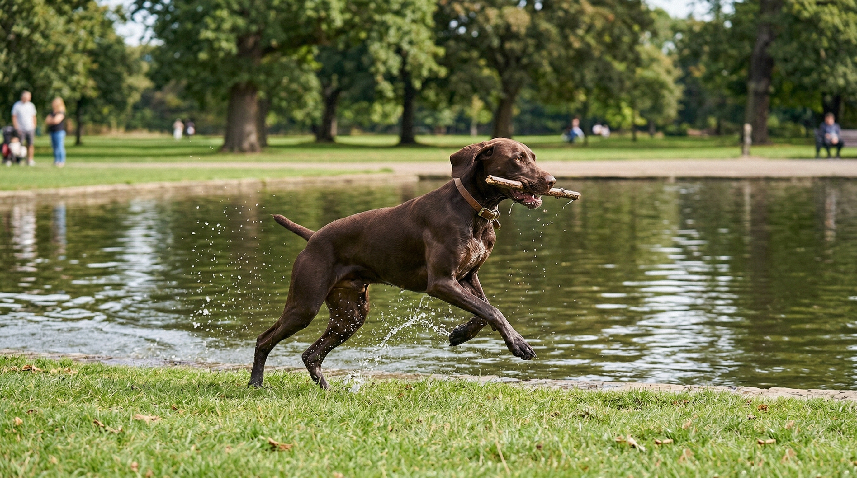 Pointer in an alert outdoor working posture