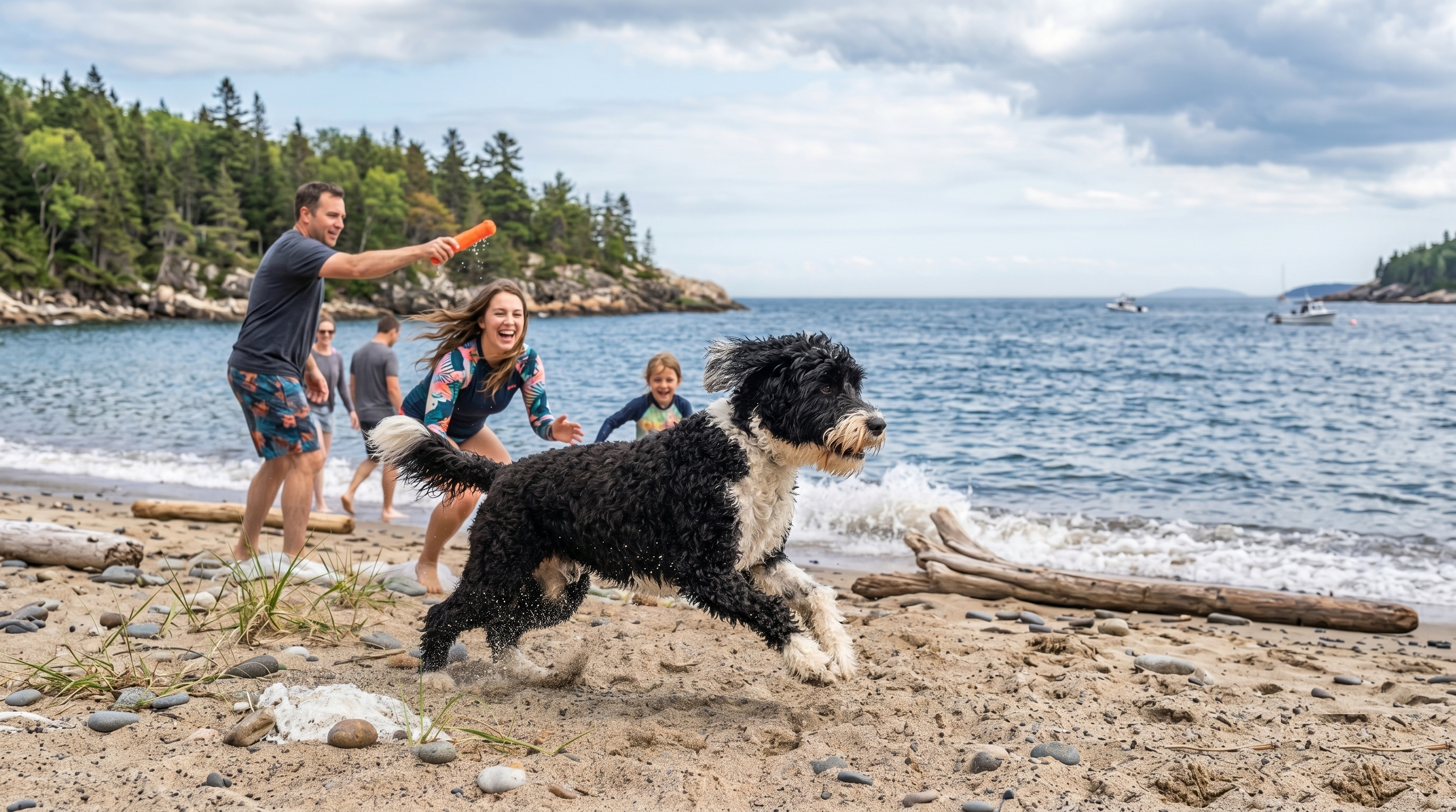 Portuguese Water Dog outdoors after activity