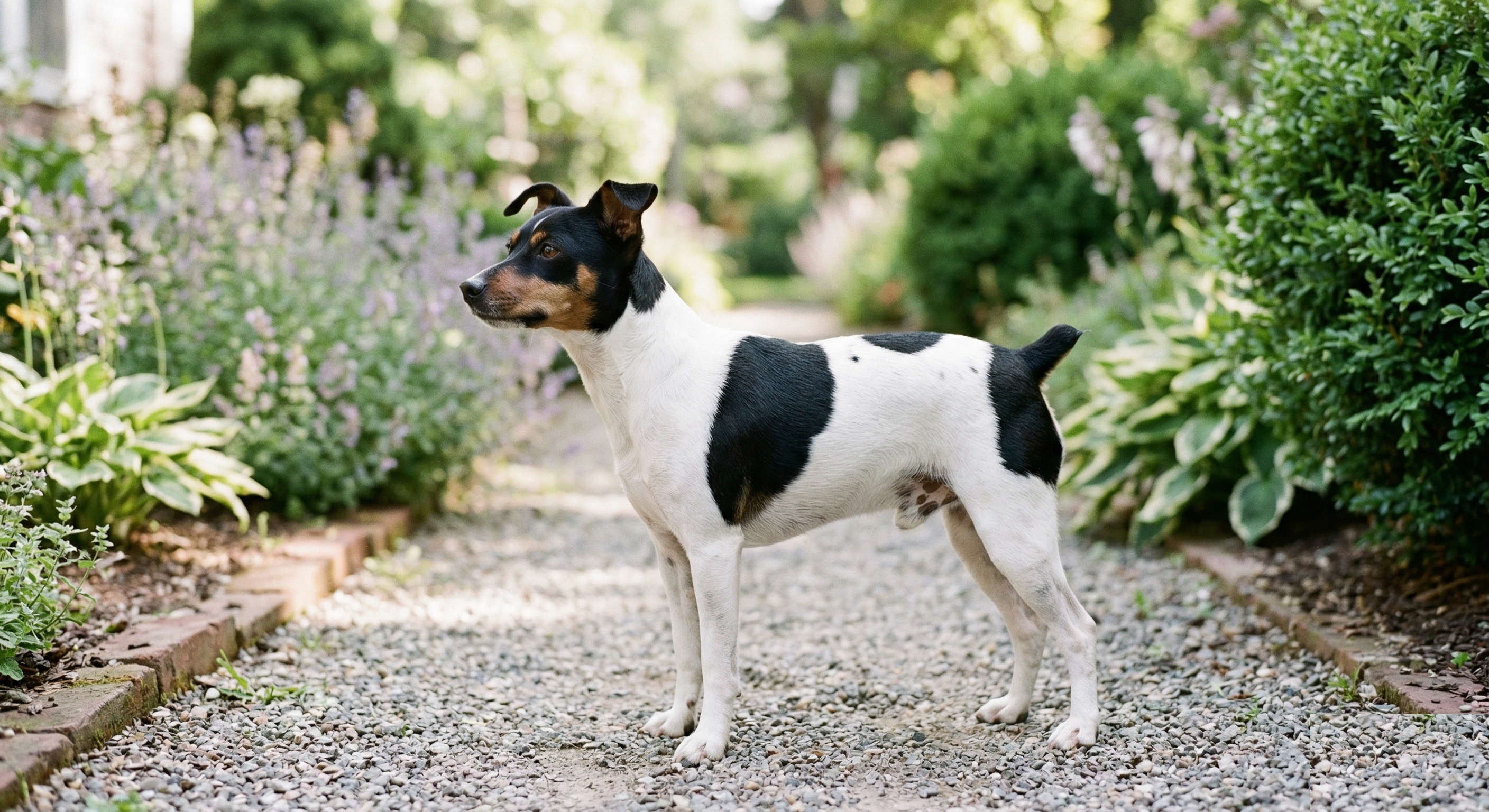 Rat Terrier standing alert