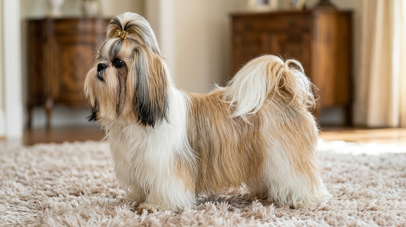 Shih Tzu standing in a show-style pose