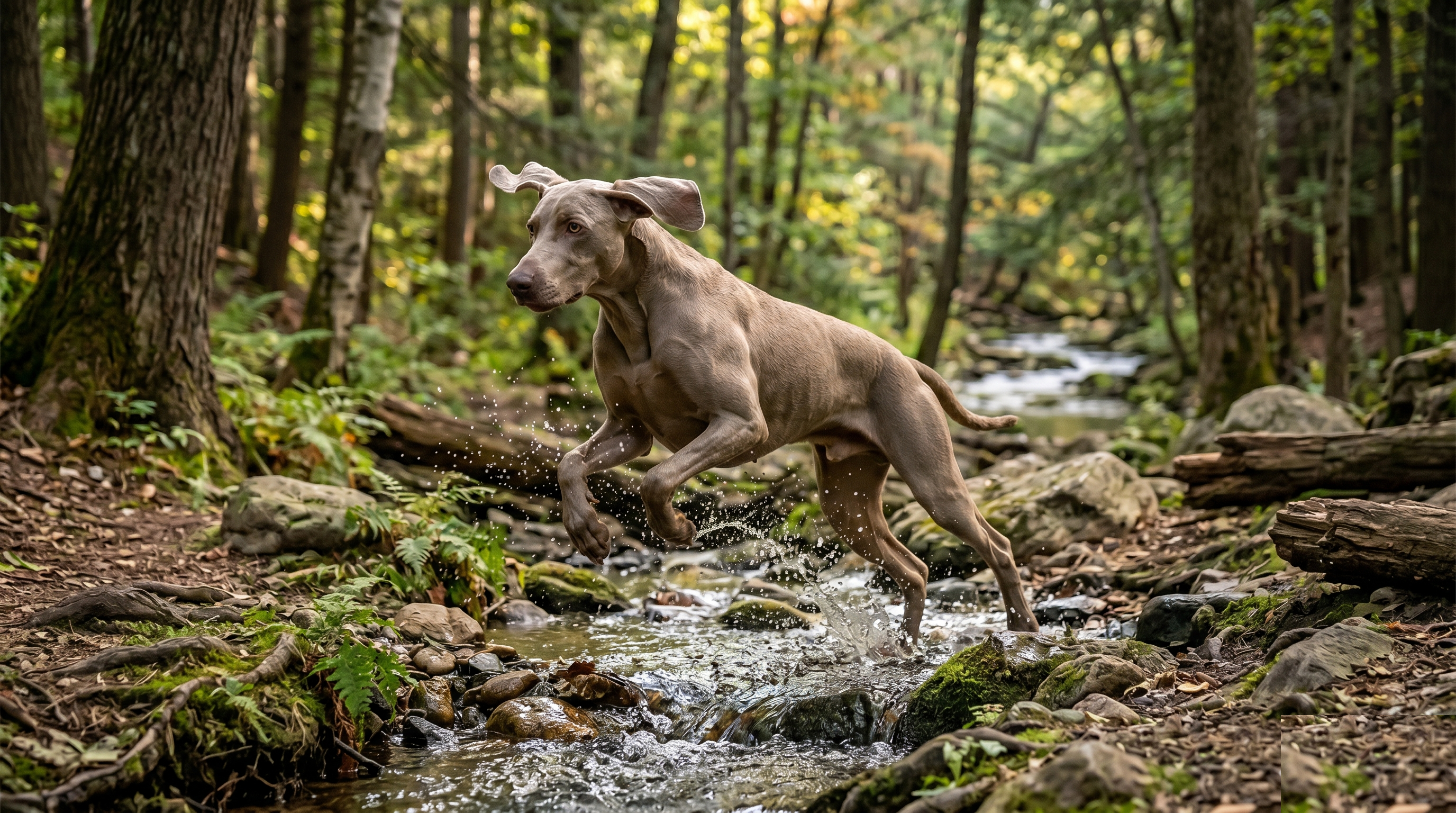 Weimaraner in active outdoor setting